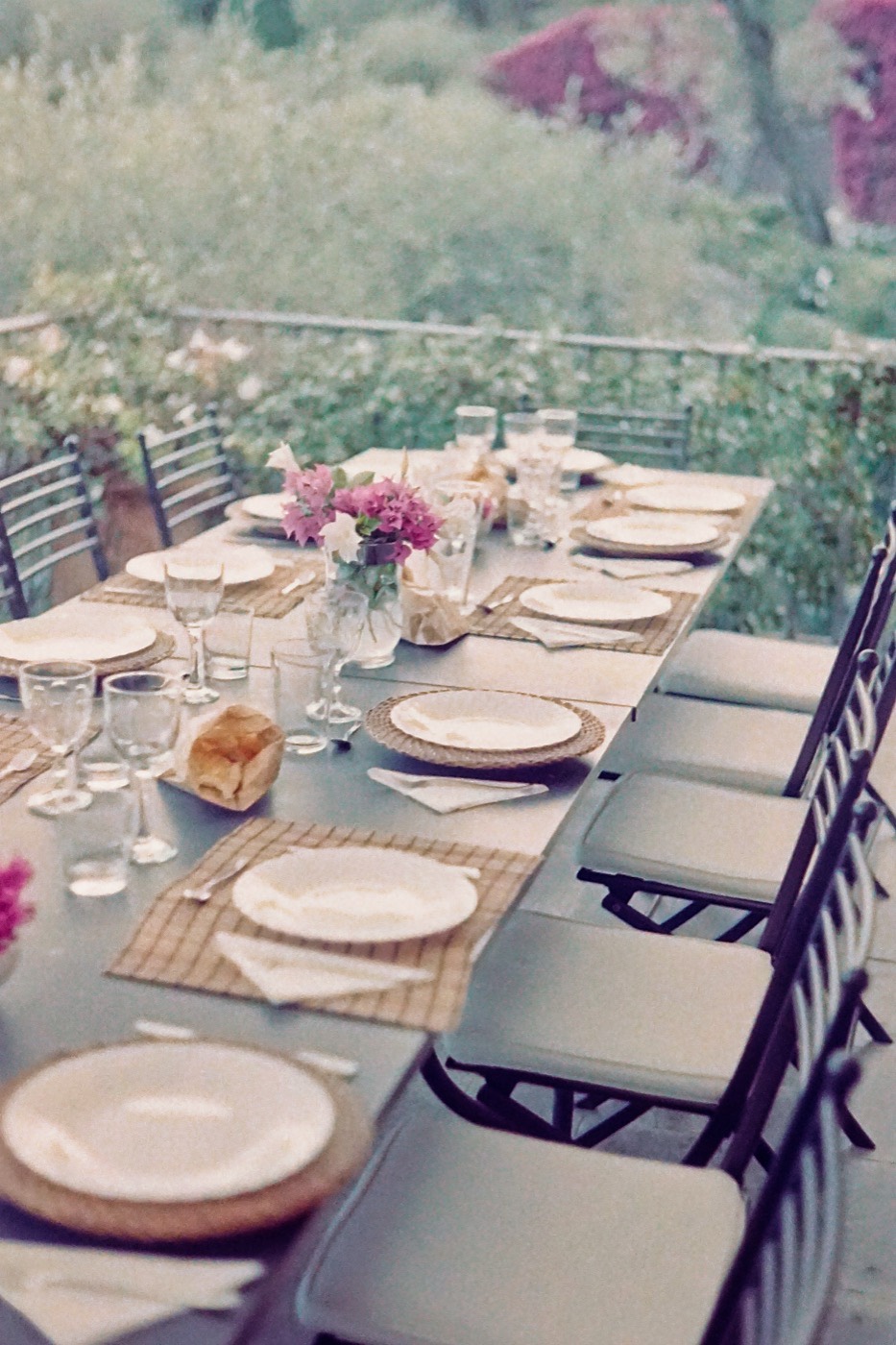 A long table set for a chef's dinner